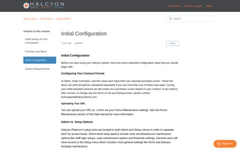 Initial Configuration – Halcyon Help