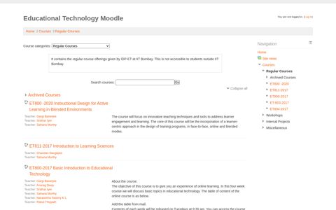 ET Moodle: Regular Courses - Educational Technology, IIT ...