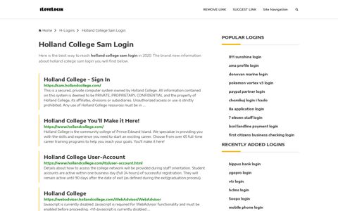 Holland College Sam Login ❤️ One Click Access - iLoveLogin
