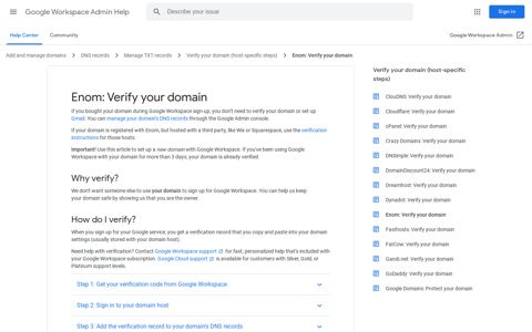 Enom: Verify your domain - Google Workspace Admin Help