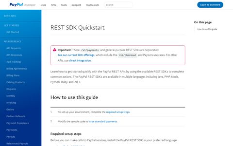 REST SDK Quickstart - PayPal Developer