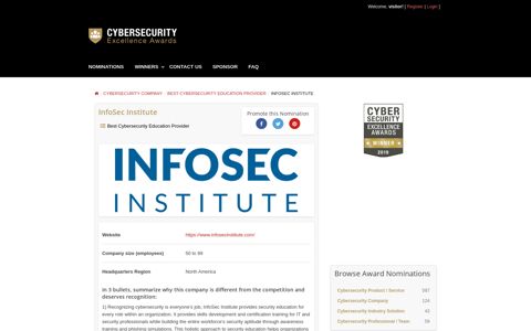 InfoSec Institute - Cybersecurity Excellence Awards