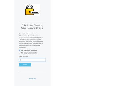 GSA Active Directory User Password Reset