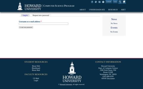 User account | Howard University - Computer Science