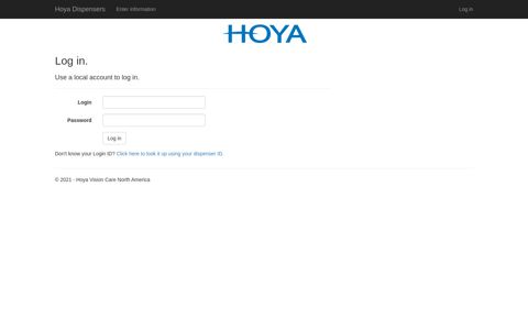 Log in - Hoya Dispenser Website