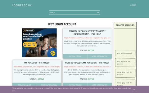 ipsy login account - General Information about Login