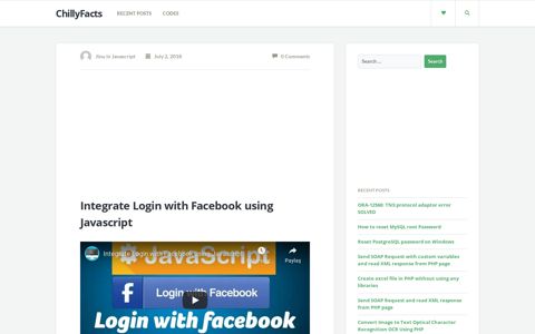 Integrate Login with Facebook using Javascript - ChillyFacts