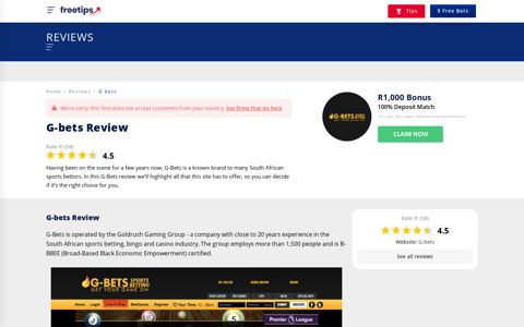 G-Bets bookmaker review, betting guide & sign-up bonuses