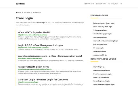 Ecare Login ❤️ One Click Access - iLoveLogin