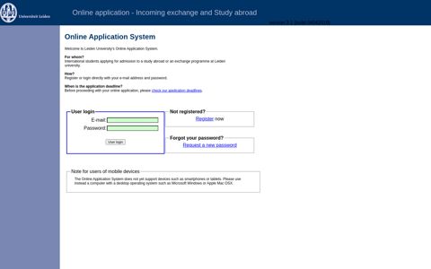 Login - Admission and application - Leiden University