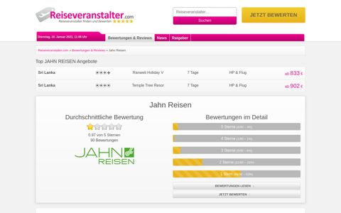 Infos und Bewertungen zum Reiseveranstalter Jahn Reisen