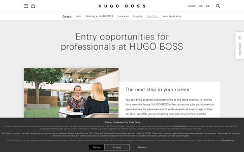Entry opportunities for professionals - HUGO BOSS Group