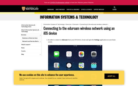 Connecting to the eduroam wireless network using an iOS ...