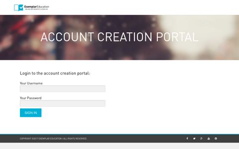 Login to the account creation portal - Exemplar Education