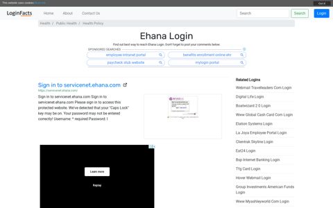 Ehana Login - Sign in to servicenet.ehana.com - LoginFacts