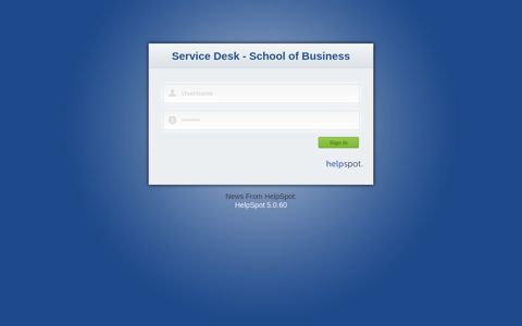 Login : Service Desk - School of Business