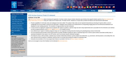 ESO Archive Science Portal 2.0 released - ESO