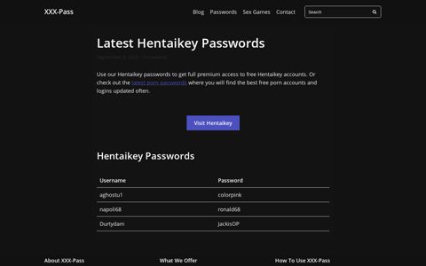 Latest Hentaikey Passwords - XXX-Pass