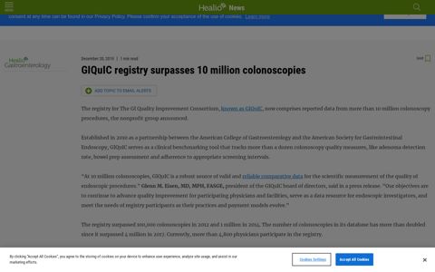 GIQuIC registry surpasses 10 million colonoscopies - Healio