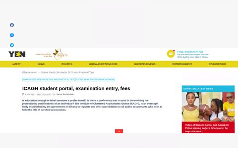 ICAGH student portal, examination entry, fees ▷ YEN.COM.GH