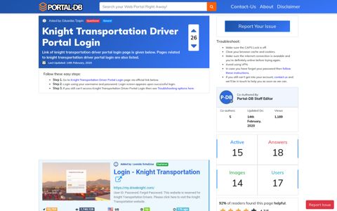 Knight Transportation Driver Portal Login - Portal-DB.live