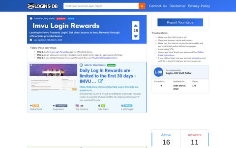 Imvu Login Rewards - Logins-DB