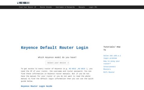 Keyence routers - Login IPs and default usernames ...