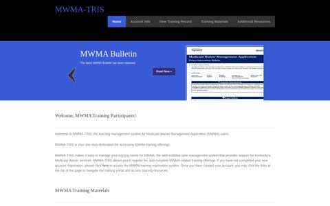 MWMA-TRIS Training Portal