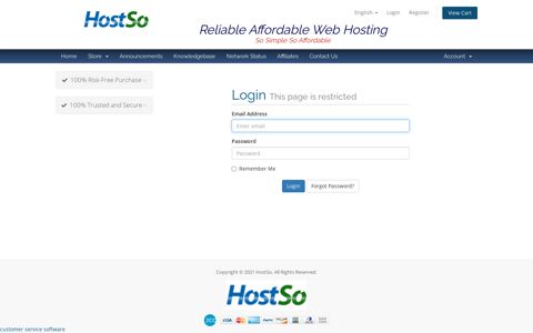 Client Area - HostSo - Client Area - HostFast