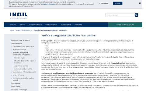 Verificare la regolarità contributiva - Durc online - INAIL