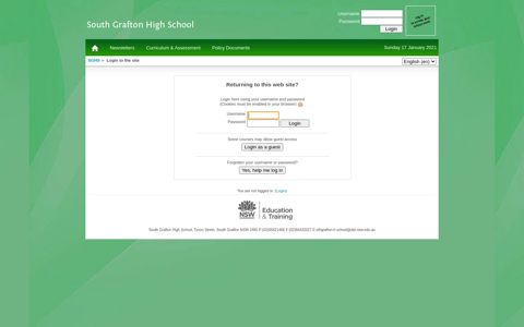 Login to the site - South Grafton High School