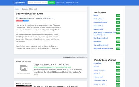 Login Edgewood College Email or Register New Account