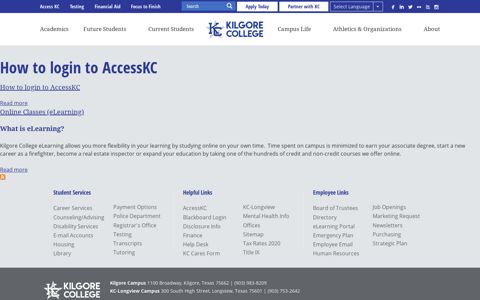 How to login to AccessKC | Kilgore College