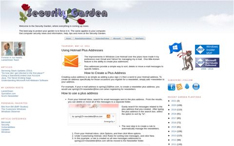 Using Hotmail Plus Addresses ~ Security Garden