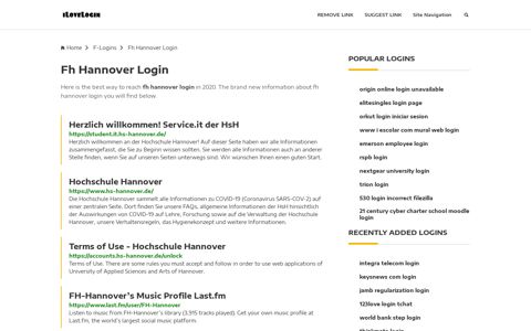 Fh Hannover Login ❤️ One Click Access - iLoveLogin