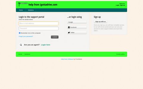 Login to the support portal - help from igottadrive.com