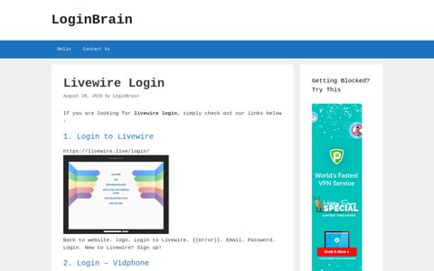 Livewire - Login To Livewire - LoginBrain