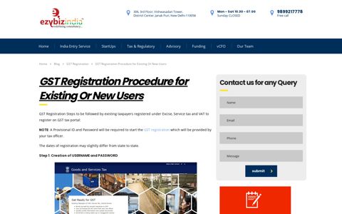 GST Registration Procedure for Existing Or New Users