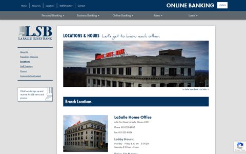 Locations La Salle State Bank