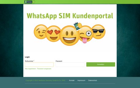 WhatsApp SIM Kundenportal