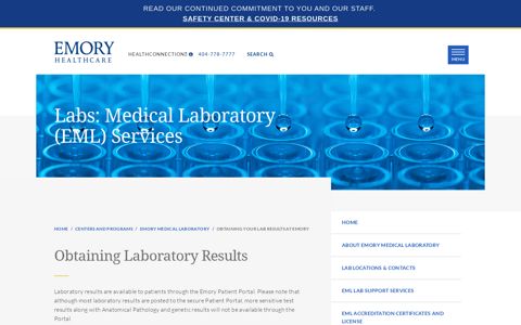 Obtaining Your Lab Results - Emory Patient Portal