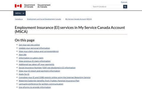 Employment Insurance (EI) services in My Service Canada ...