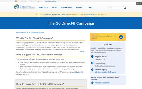 The Go Direct® Campaign | Benefits.gov