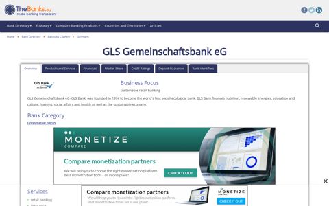 GLS Gemeinschaftsbank eG (Germany) - Bank Profile