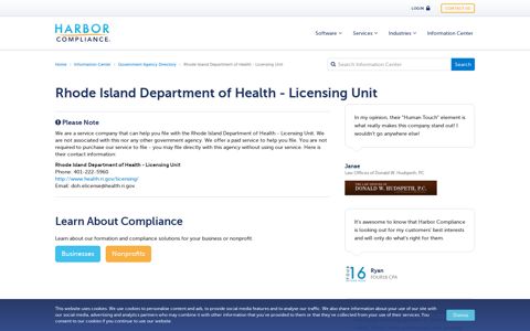 Rhode Island Department of Health - Licensing Unit | Harbor ...
