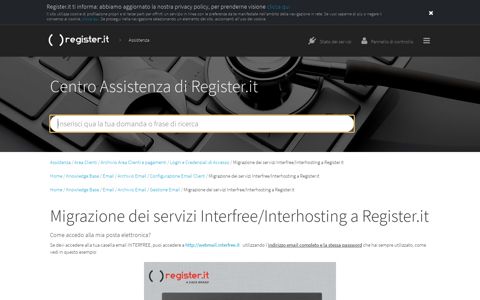 Migrazione dei servizi Interfree/ Interhosting a Register.it