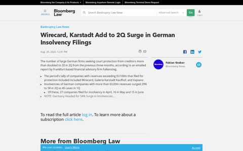 Wirecard, Karstadt Add to 2Q Surge in German Insolvency ...