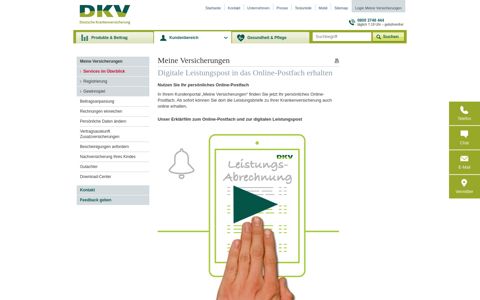 Digitale Leistungspost in das Online-Postfach erhalten | DKV
