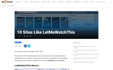10 Sites Like LetMeWatchThis to Watch Movies for Free in 2019