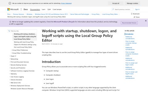 Working with startup, shutdown, logon, and logoff scripts using ...